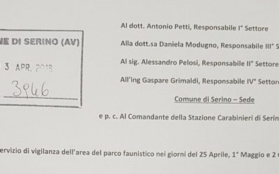 Servizio di vigilanza dell’area del parco faunistico nei giorni del 25 Aprile, 1° Maggio e 2 Giugno