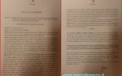 Comunicazione ufficiale Regione Campania su coronavirus: chiusura straodinaria delle scuole per tre giorni – DOCUMENTI