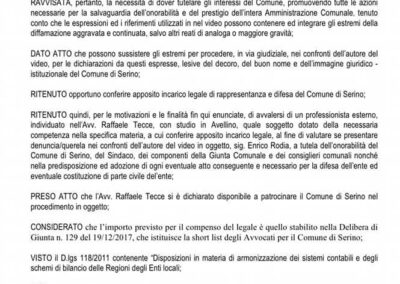 02 - Delibera di Giunta Comune di Serino conferimento incarico legale contro il cittadino semplice Enrico Rodia