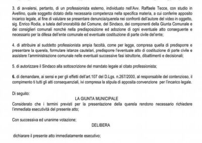 03 - Delibera di Giunta Comune di Serino conferimento incarico legale contro il cittadino semplice Enrico Rodia